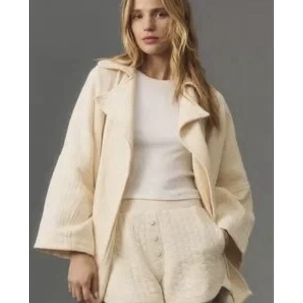 Pilcro Anthropologie Jacket Women's Size Small Gauze Open Front Shirt Ivory NWOT